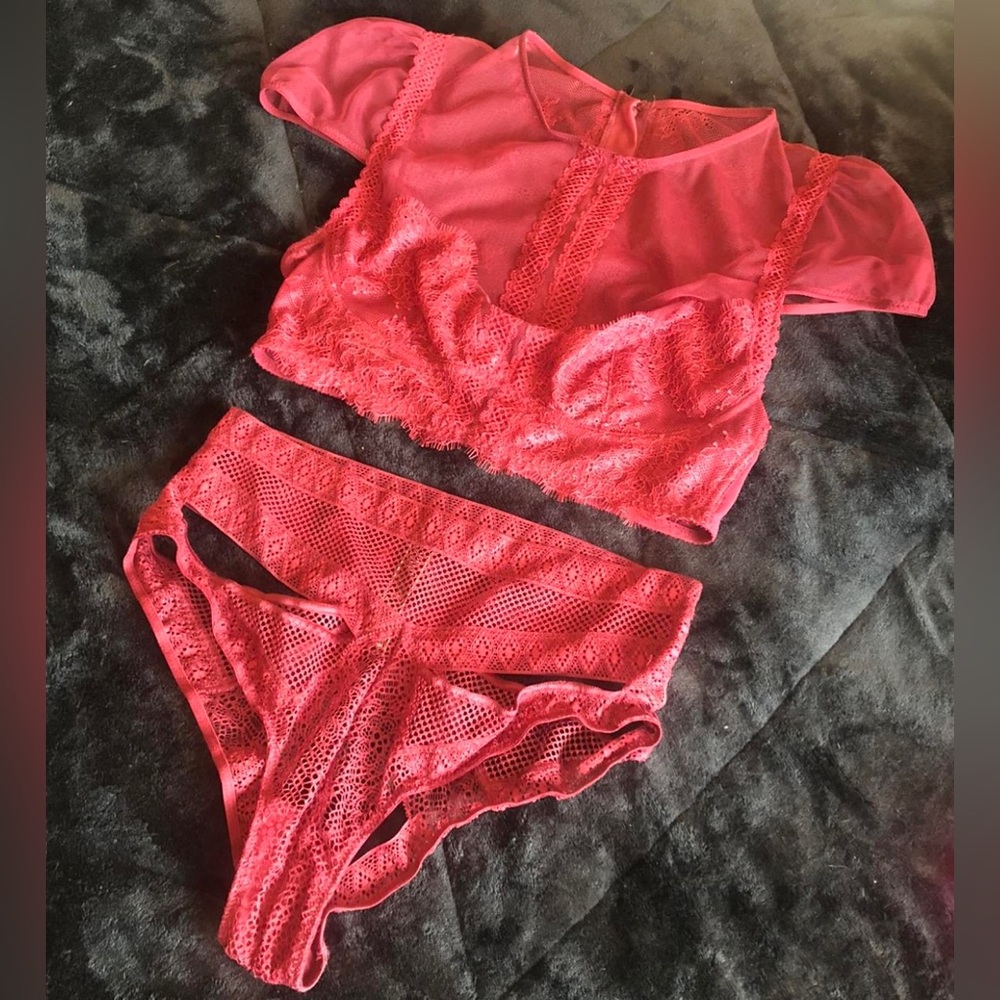 Fishnet and lace set